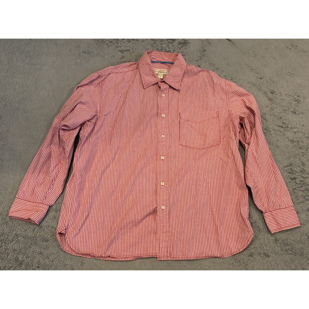 Steve & Barrys Mens XL Red Plaid Button Up Shirt Long Sleeve Relaxed Fit Cotton